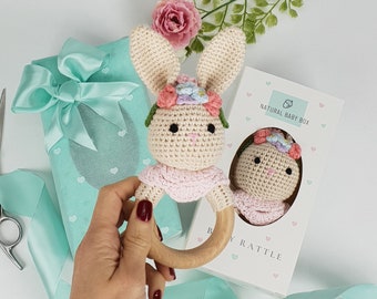 Traditional Handmade Baby Girl Rattle - Crochet Baby Rattle - Baby Sensory Toy - New Baby Rattle - Amimigurumi Baby Rattle - New Baby Gift