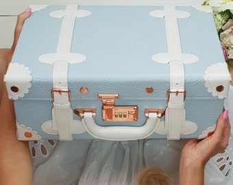 Keepsake Suitcase, Baby Suitcase, Memory Case, Baby Memory Storage Case, Keepsake Box, Vintage Suitcase In Baby Blue, Baby Shower Gift