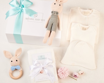Pure And Neutral Classic Organic Baby Collection, Baby Shower Gift, New-born Present, Baby Gift Set, New Mum Baby Gift, Gender neutral gift
