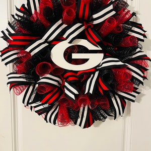 23in Red Black And White Deco mesh wreath