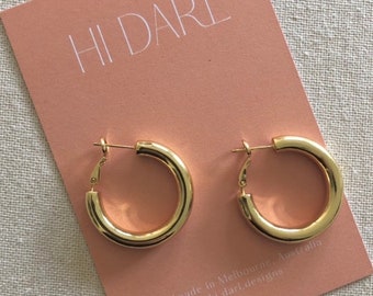18k Gold Filled chunky hoop earrings, hypoallergenic