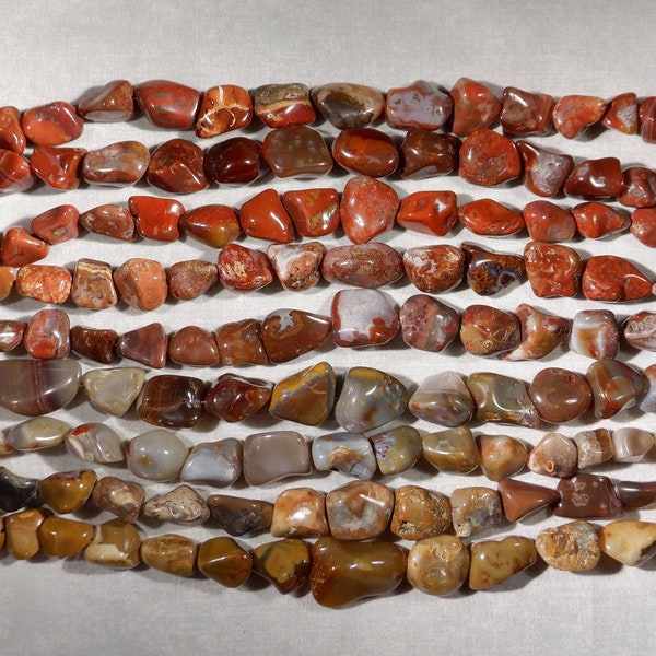 Lake Superior Agate Beads, Graduated Agate bead strands for jewelry making, Great Lakes stones for crafts