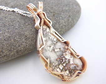 Copper Datolite Pendant: Keweenaw Gemstone, Sterling Silver Necklace