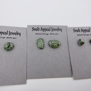 Isle Royale Greenstone Stud Earrings on Sterling silver, Michigan Greenstone (Chlorastrolite), Michigan State Gem, Stud earrings