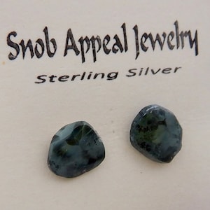 Isle Royale Greenstone Stud Earrings on Sterling silver, Michigan Greenstone (Chlorastrolite), Michigan State Gem, Stud earrings