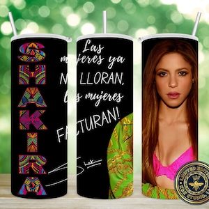 Las mujeres ya no lloran Las mujeres facturan, Shakira Clorful name, Skinny Tumbler, 20 oz Sublimation Wrap, PNG, Digital File, download