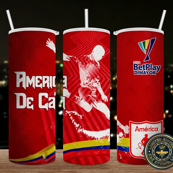 America de Cali, Colombia, Futbol, digital design, PNG, sublimation, 20oz Straight Sided, Digital File, Tumbler, Sublimation