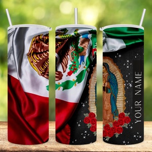 Virgen- Bandera de Mexico tumbler Template Sublimation Designs Downloads | Skinny Tumbler 20oz Design | Straight Only