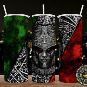 Aztec warrior, Guerrero Azteca, Mexican, Mexico, Tumbler Template, Sublimation Downloads, png, Skinny Tumbler, 20oz Design, Straight