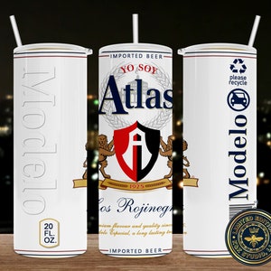Cerveza-Modelo, Atlas, Rojinegros, Regalos, geschenken, bier tumbler Sjabloon, Sublimatie, Skinny Tumbler 20oz, Straight Only, bier, cerveza