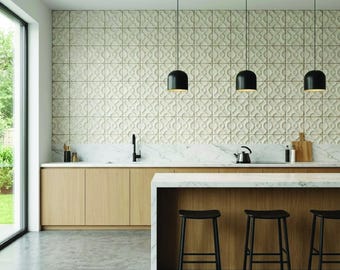 Circulos Handmade 3D Ceramic Tile: Portuguese Architectural Design (3.75"x3.75")