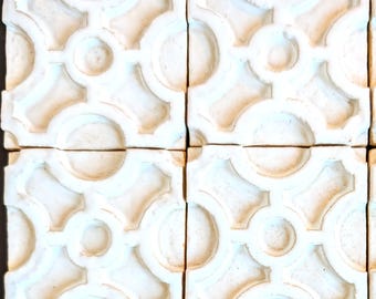 Circulos Handmade 3D Ceramic Tile: Portuguese Architectural Design (3.75"x3.75")