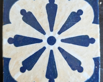 Vicente Ceramic Tile - Blue Background (Handmade Tile)