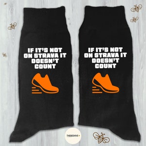 Socks If it's not on STRAVA it does not count Running Socks Gift for Marathon Valentines gift for a runner running gift London Marathon
