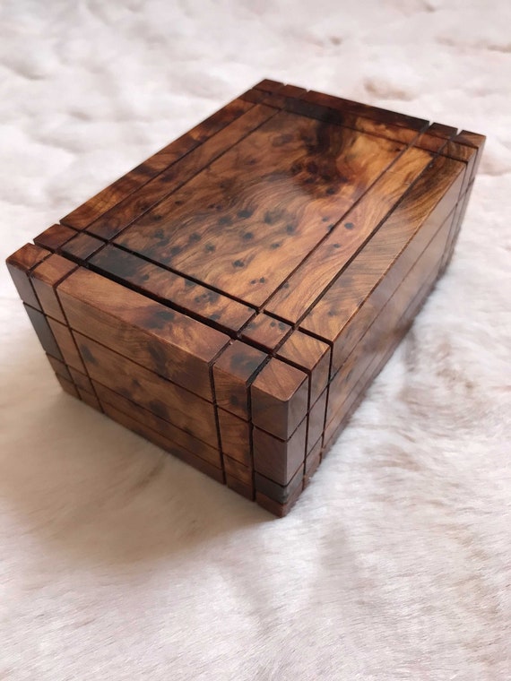 4 x3 Burl caja secreta de madera thuya, madera thuya de alta calidad, caja  de apertura mágica, caja de seguridad secreta, joyería pequeña caja de  madera thuya hecha a mano -  México