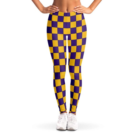 Leggings a scacchi viola e gialli | Etsy Italia