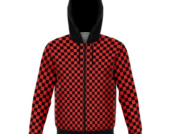 red checkerboard jacket