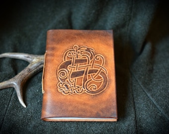 Carnet de voyage cuir dragon art viking