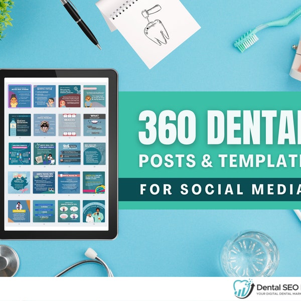 360 Dental Social Media Post Template For Dentists & Clinic - Instagram , Facebook, Pinterest (Quotes, Tips ). You Can Add Logo - Not Flyers