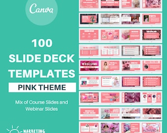 Webinar Slide Deck Templates - 100 Pages Webinar Slides & Webinar Canva Template - Presentation Template - Powerpoint Presentation Template