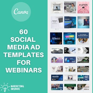 Ad Template Canva For Webinar And Seminar  -30 Facebook ad template + 30  Instagram ad template for Facebook advertising & Instagram