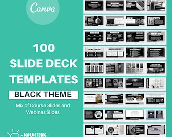 Webinar Slide Deck Templates - 100 Pages Webinar Slides & Webinar Canva Template - Presentation Template - Powerpoint Presentation Template