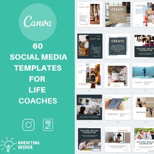 Canva Instagram Templates For Business Coach And Life Coach  And Coaches To Tell Your Story And Quote - Black - Social Media Pinterest Blog
