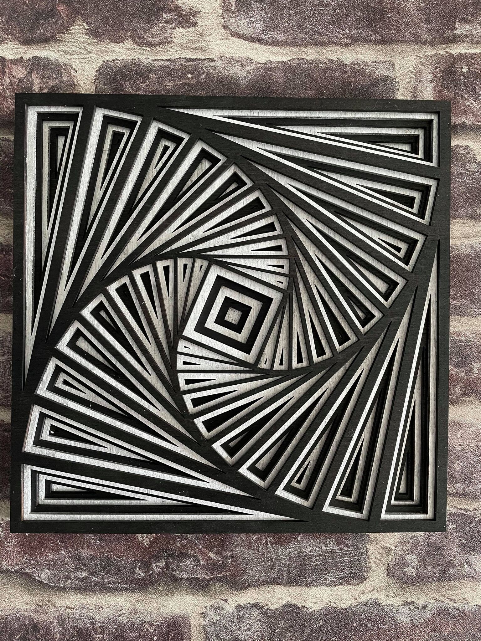 Cadre Affichage Illusion Optique Géant Découpe Laser Artisanale Géométrie Sacrée