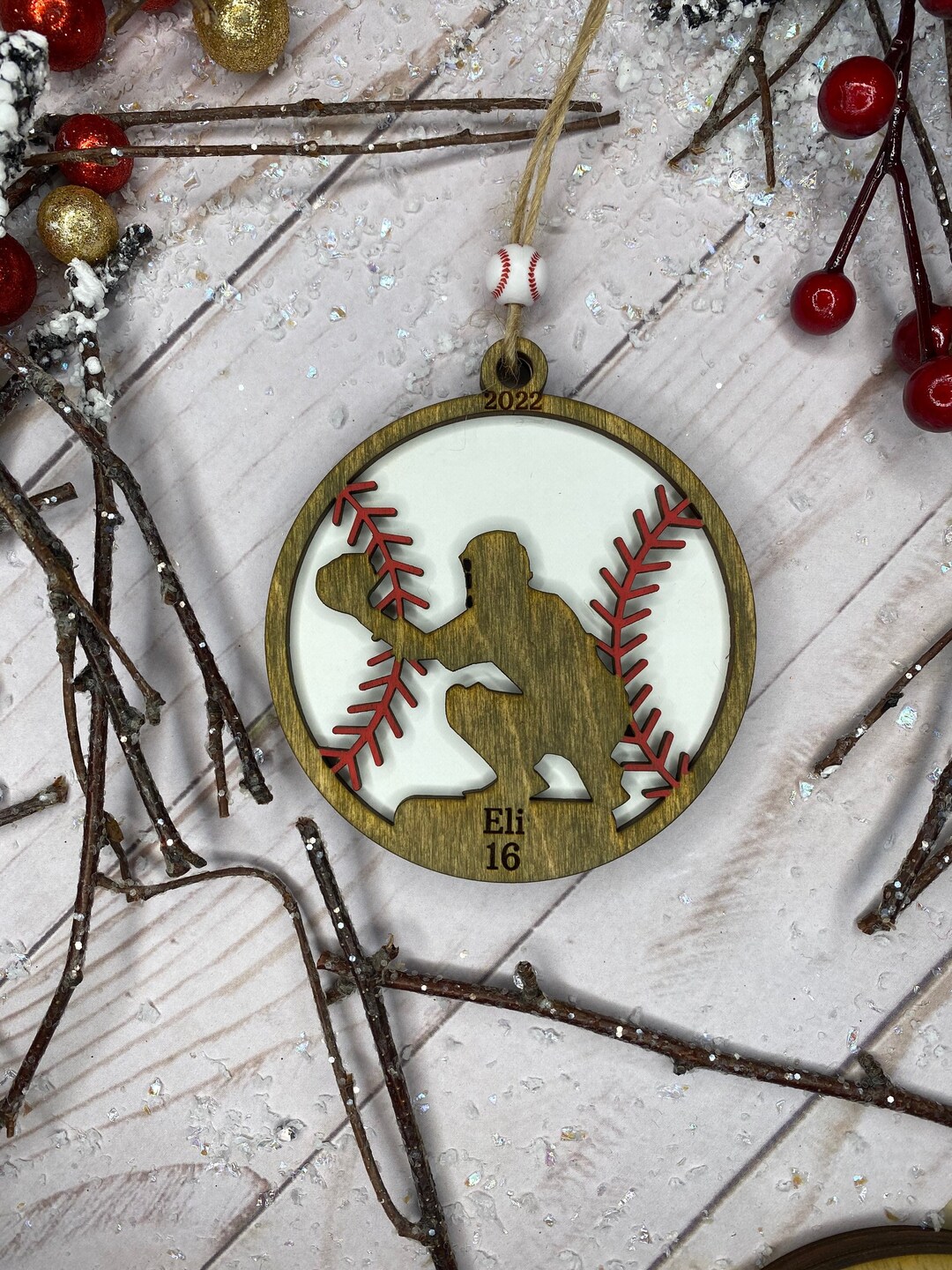 Baseball Player Personalized Ornament With Number Name and Etsy