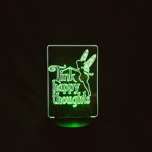 Tink happy thoughts disney inspired Tinkerbell nightlight with color changing remote.