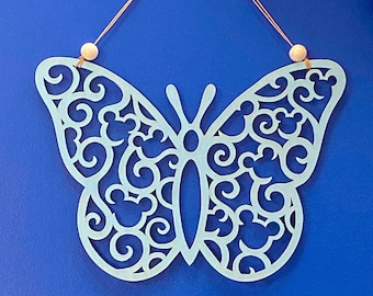 LIGHTWEIGHT Mickey inspired butterfly door hanger wall hanging Spring decor Easter  hidden Mickey 11.5” x 8.25” pick your color