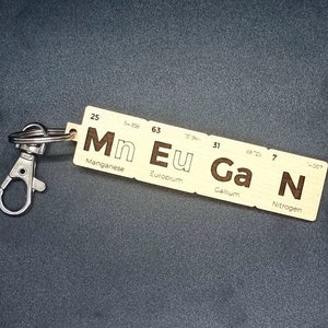 Personalised periodic table elements keyring birch plywood chemistry gift science chemistry present