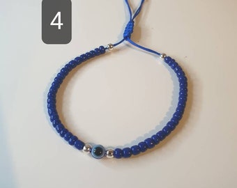 Ensemble de 2 bracelets chanceux, bracelet avec œil protecteur, bracelet avec nœud coulissant, ensemble de bracelets, mauvais œil, bracelet perlé.
