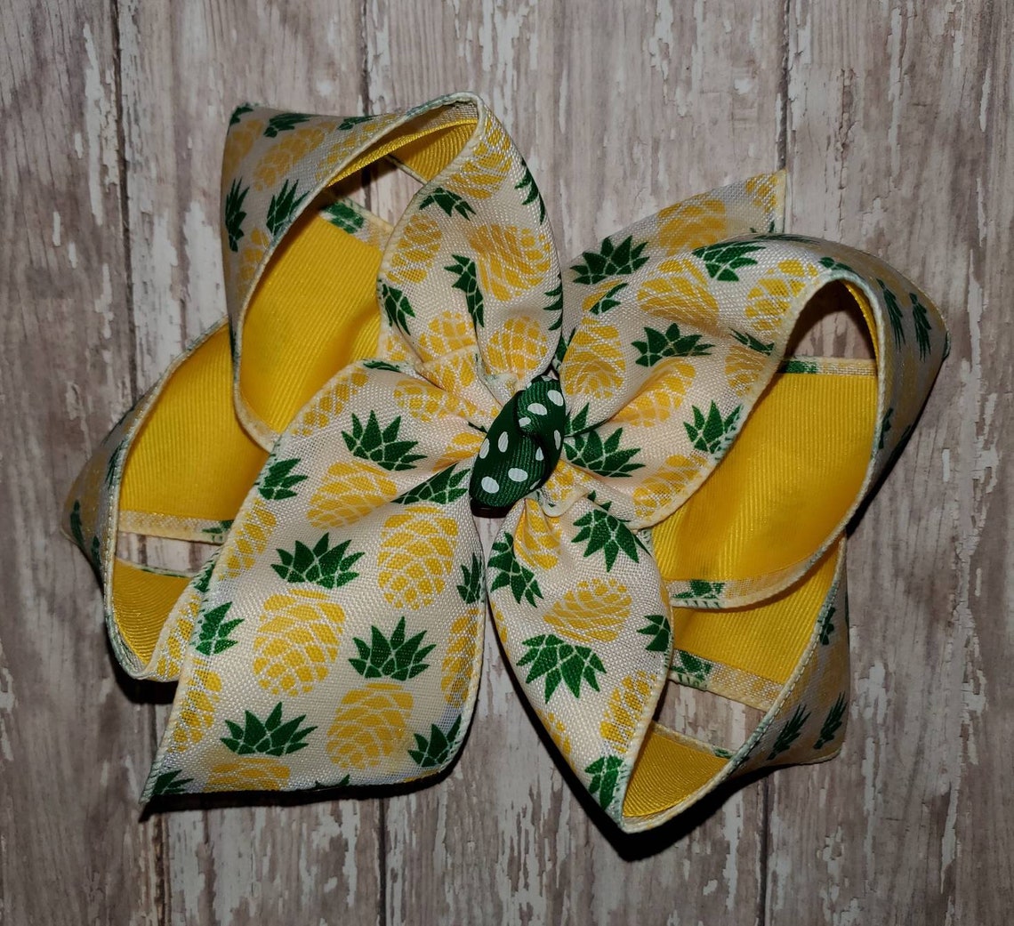 Pineapple Hair Bow Yellow Pineapple Hair Bowpineapple Etsy