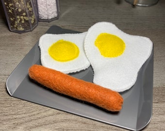 Eggs and Sausage, Felt Food, Pretend Food, Felt Toys