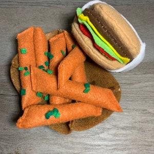 Numer 1, Hamburger i frytki, Jedzenie z filcu, Jedzenie do udawania, Zabawki z filcu