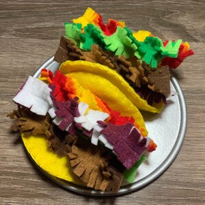Ground Beef Tacos, Felt Food, Pretend Food, Felt Toys, Mexican Food