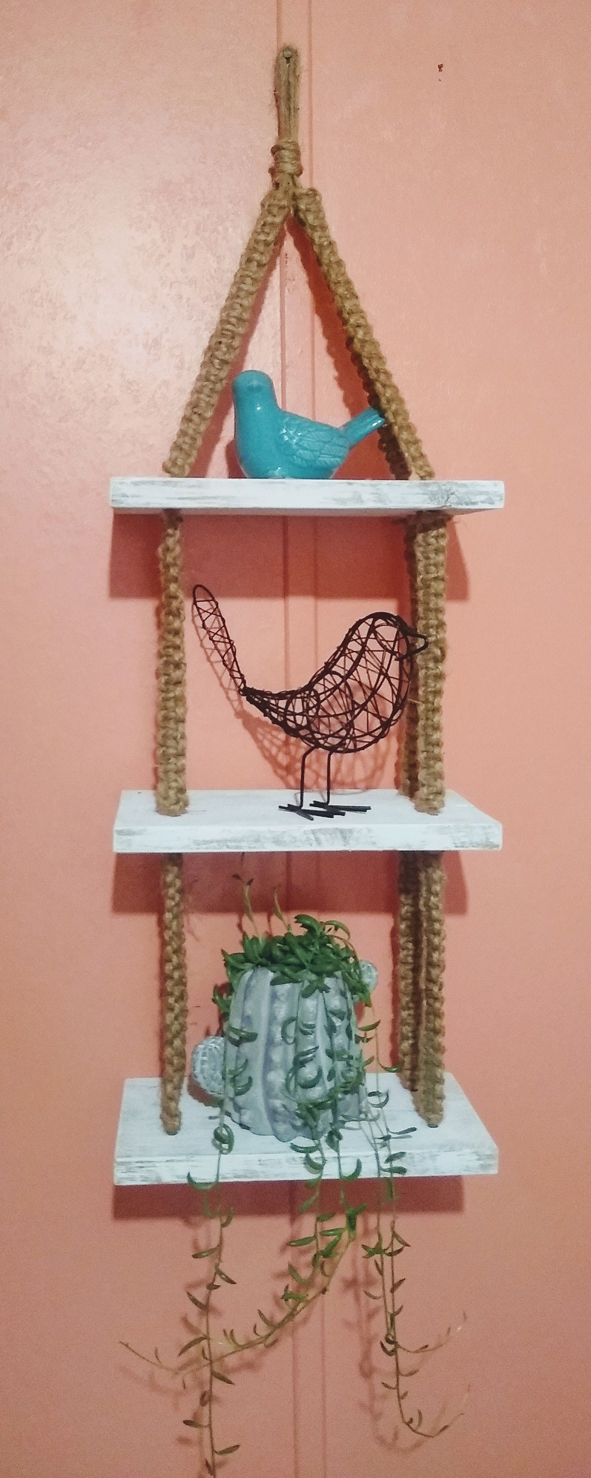 Weathered wood small hanging shelf Etsy