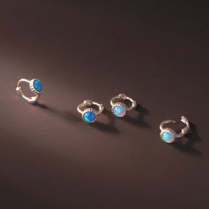 Opal Tiny Small Huggies Real Silver Earrings | 925 Sterling Silver Huggies Small Earrings for Teen, Girls