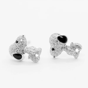 Delicate 925 Silver Earrings Dog | Special Collection Fine Silver Stud Earrings | Cute Puppy Silver Earrings | Character Silver Earrings