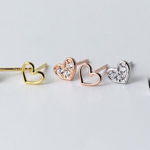 925 Silver Mix Match Love Stud Earrings, Sterling Silver Heart Stud Earrings, Hypoallergenic Silver Earrings