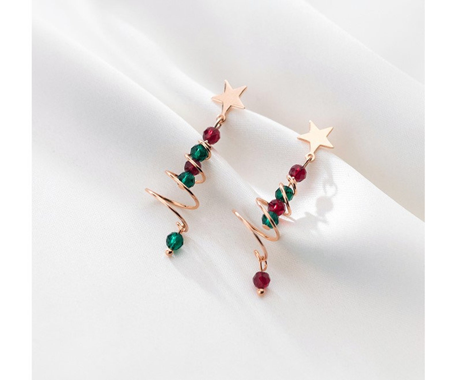 Christmas Tree Silver Earrings Unique Design Silver Earrings Etsy