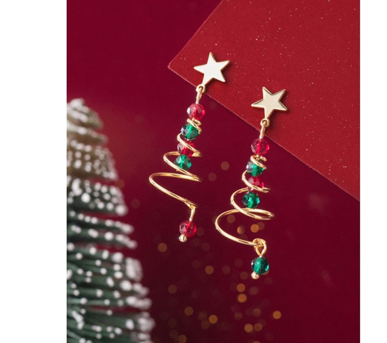 Christmas Tree Silver Earrings Unique Design Silver Earrings Etsy