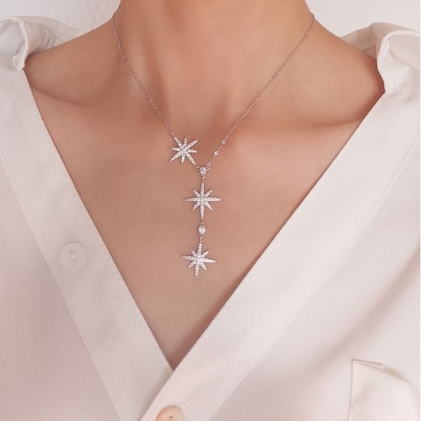 Collana Starburst in argento pregiato / Collezione speciale Collana con ciondolo in vero argento / Collana delicata di alta qualità / Idea regalo