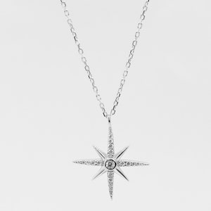 Collier étoilé en argent fin Collier avec pendentif en argent véritable, collection spéciale Collier délicat de haute qualité Idée cadeau One Star