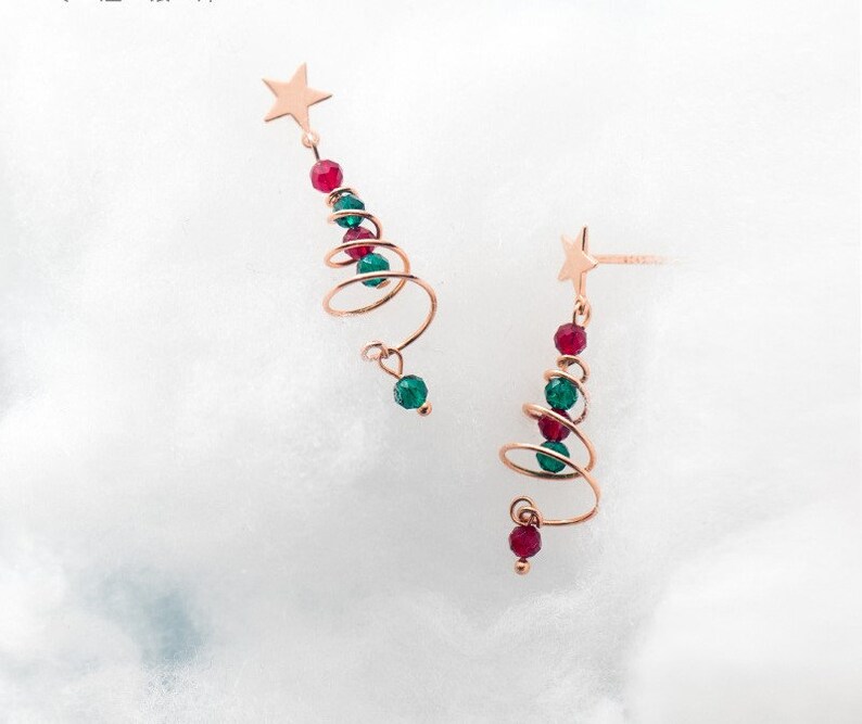 Christmas Tree Silver Earrings Unique Design Silver Earrings Etsy