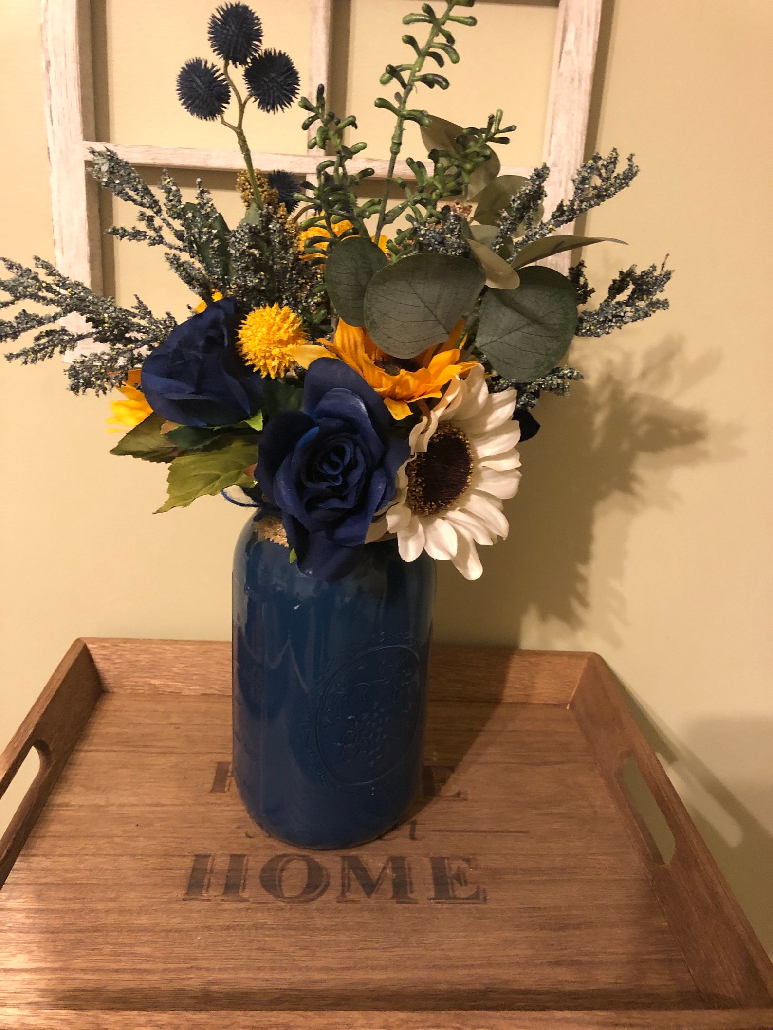 Sunflower Blue Mason Jar Etsy