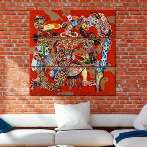 Brás Les cartes Multi Panel Canvas Prints Extra Large Wall Art Gift Gift Poster Wall Decor