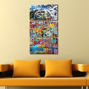 John Lennon wall, colorful, Graffiti, Canvas Art