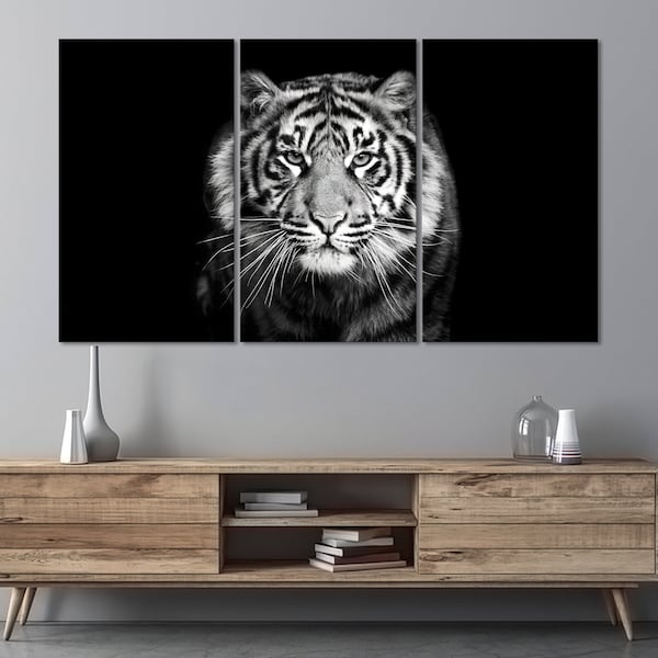 Tiger Black & White Multi-Panels Canvas Prints Extra Large Wall Art Gift Gift Poster Wall Decor